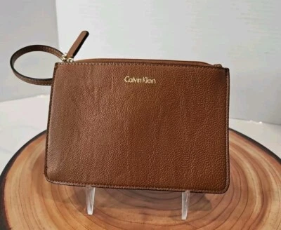 Calvin Klein Pre-owned Small Brown Faux-Leather Wrist Purse Handbag  - Image 1 of 4
