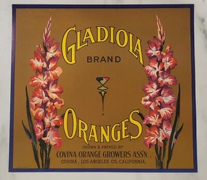 LABEL Gladiola Oranges Citrus Covina California - Picture 1 of 1