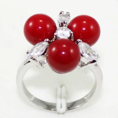 Anillo enchapado en oro de 18 quilates de jade perla con concha marina de 8 mm para mujer joyería regalo Foto 1 de 4