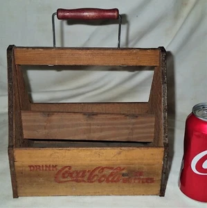 ANTIQUE SIGN WW II U.S.A. COCA COLA 6 PACK GLASS BOTTLE WOOD CARRIER BOX HOLDER - Picture 1 of 7
