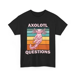 Cute Axolotl Questions T-Shirt, Funny Amphibian Graphic Tee, - Picture 1 of 15