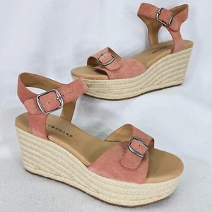 Lucky Brand Sandals Womens 8 Pink Naveah Espadrille Wedge Platform Hemp BOHO - Picture 1 of 16