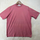 St.Croix Men Size M Coral Pinstripe Cotton Blend Crew-Neck Short Sleeve T-Shirt