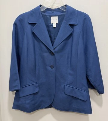Precioso Blazer Kate Hill Periwinkle Azul Forrado Lino, Talla 12 Pequeño Foto 1 de 4