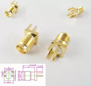 Conector adaptador RF 100 un. SMA hembra Jack PCB montaje en borde soldadura 0.062"" - Imagen 1 de 5