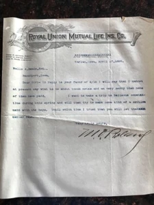 Antiker Brief "Royal Union Mutual Life Ins Co" Harlan, IA an Agent 1895 - Bild 1 von 3