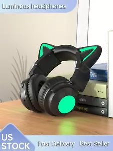 Glowing Cat Ear Wireless Earphones, RGB, Stereo Gaming, High Sound Quality - Picture 1 of 46