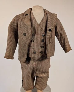 VICTORIAN 19TH C BOY’S 3 PIECE TWEED SUIT W DOUBLE BREASTED WAISTCOAT - Picture 1 of 7