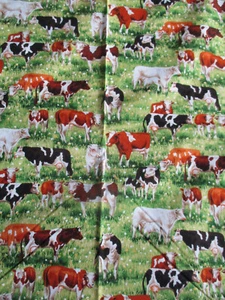 2 YD Lauren Lee HEREFORD Cattle Cow Field Quilt Craft Cotton Fabric - Picture 1 of 7