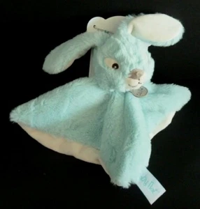 Q.* KUSCHELTIER FLACH KARIERT BABY NAT HASE MINT BLAU WEISS LANGHAAR 100% NEU - Bild 1 von 3