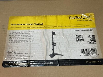 StarTech.com DualMonitor Stand - Vertical For up to 27" Two Displays (New)/GAR05 - Image 1 of 4