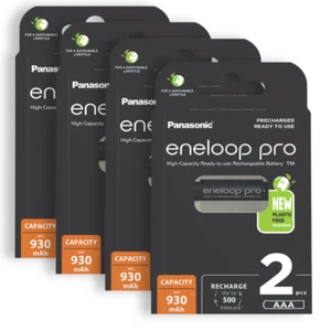 8x Panasonic Eneloop PRO AAA 930mAh Rechargeable Batteries Ni-MH BK-4HCDE/2BE - Picture 1 of 4
