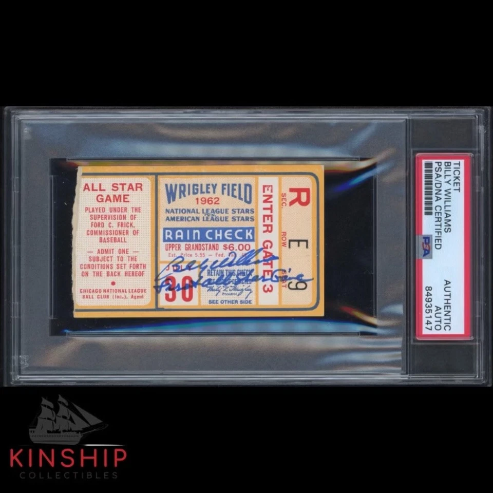 Billy Williams signed 1962 All Star Game Ticket Stub PSA DNA Slabbed Auto C1456 - Image 1 of 1