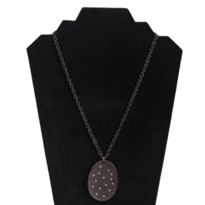 Bill Blass Rotguss grau Kabelverbindung gepunktet Strass oval Anhänger Halskette - Bild 1 von 10