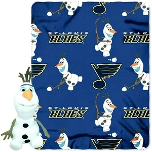 ST LOUIS BLUES OLAF ABRAZADOR CON MANTA POLAR NUEVO CON ETIQUETAS 2 PIEZAS - Imagen 1 de 6