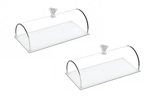 Rectangular Acrylic Tray and Cake Dome, 11 Inches Long, Set of 2 - Picture 1 of 3