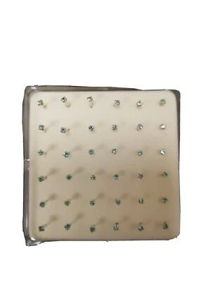 Confezione 36 Orecchini Per Naso In Argento 800/925 A Forma Brillantino Azzurro  - Immagine 1 di 2