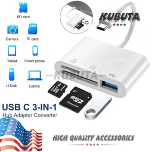 3 in 1 USB C Hub Converter Type-C Adapter SD Card Reader fits MacBook Pro Laptop - Picture 1 of 13