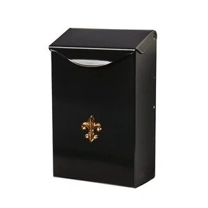 City Classic Small Vertical Wall Mount Mailbox Rust Resistant Steel Black Finish - Picture 1 of 7