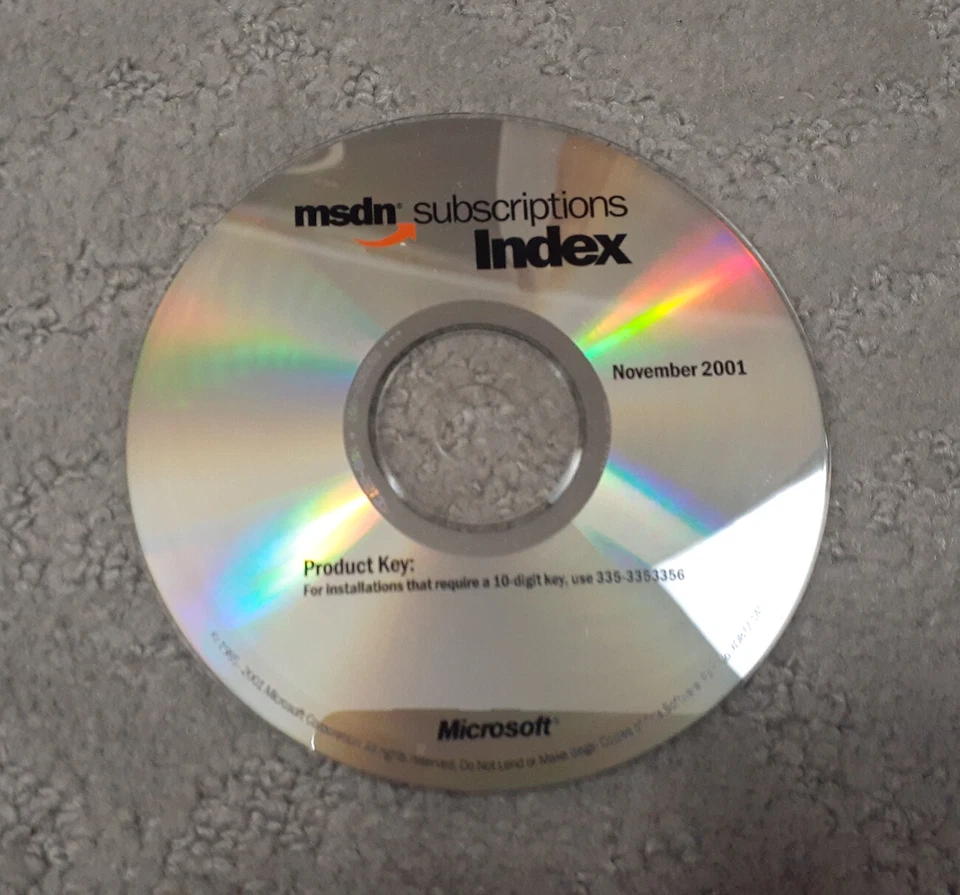 MSDN Subscriptions Index November 2001 - Image 1 of 1