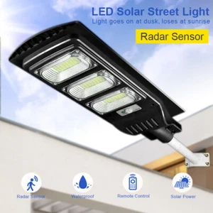 LED Street Light Solar Power Lamp with Remote Control Pole Waterproof for Garden - Picture 1 of 16