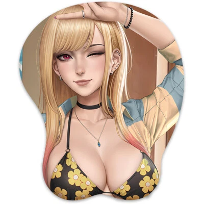 3D Mousepad Oppai Mouse pad with Wrist Rest Pain Relief Anime Manga pad Kitagawa - Image 1 of 4