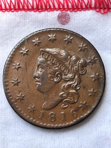 1816 1c Newcomb 9 Rarity 3 (N-9 R3) Matron Head Large Cent 1c TCC 14/19 Noyes Cover