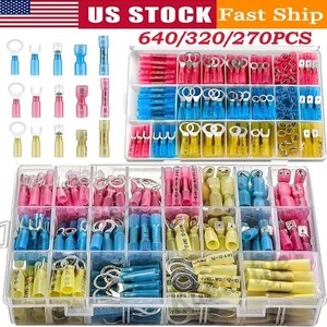 640/120Pcs Marine Grade Heat Shrink Wire Connector Crimp Ring Spade Butt Splices - Picture 1 of 33