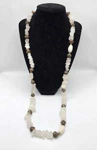 Clear White Quartz Beaded Necklace 32" - Picture 1 of 4