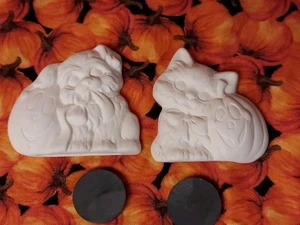 Ceramic Bisque~~ Ready to Paint~~Kitty and Puppy with Pumpkin Magnets - Picture 1 of 9