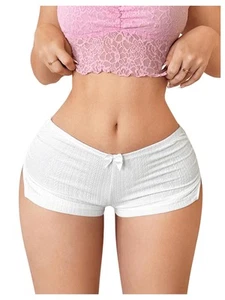 Women's Y2k Sexy Micro Shorts Bow Decor Low Waist Side Slit Lounge Shorts Boo... - Picture 1 of 7