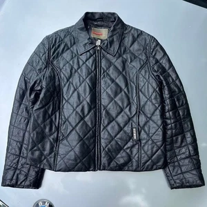 Black quilted leather Extasy James & John biker jacket with zipper - Picture 1 of 8