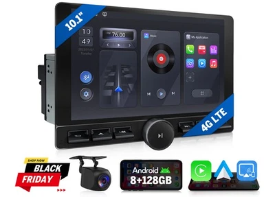 Double DIN 10.1" Android 13 8+128 Car Radio Stereo Receiver GPS Navi CarPlay DSP - Image 1 of 4