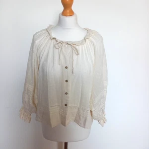 Newbie XS UK 6 8 Cream Swiss Dot Embroidered Cotton Boho Blouse Casual Summer - Picture 1 of 10