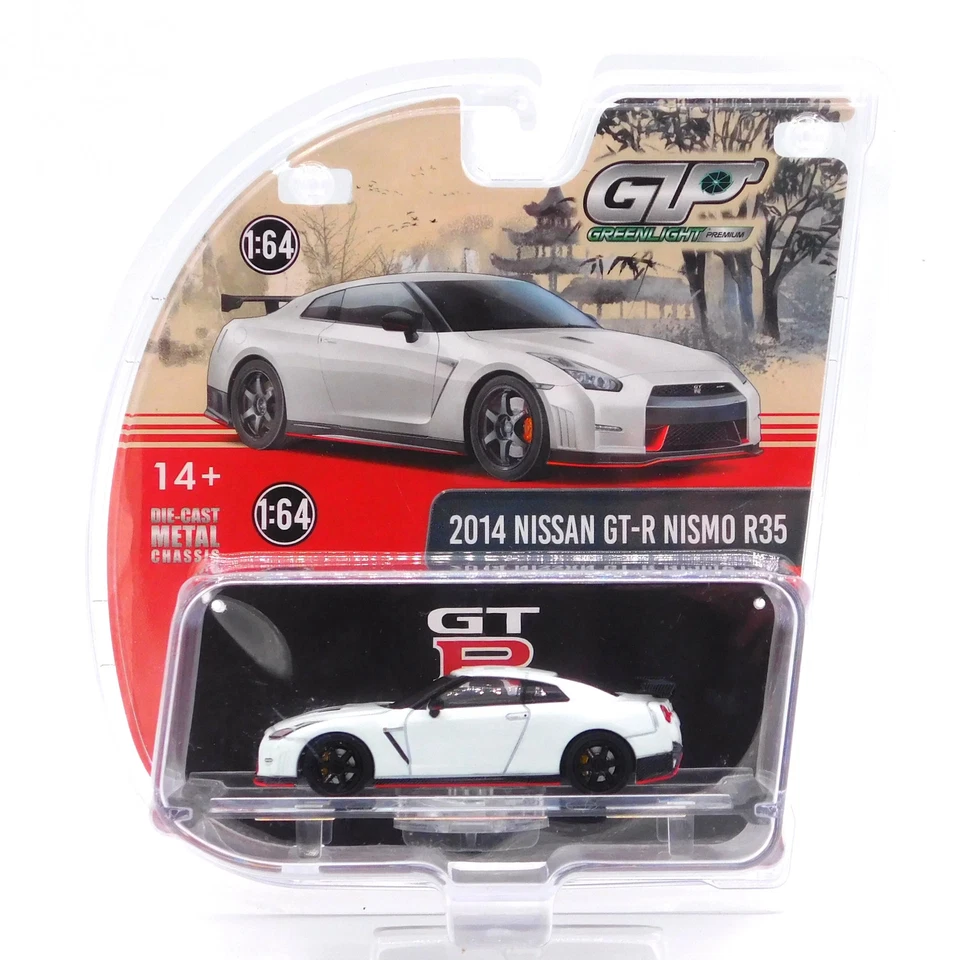 Nissan GT-R Nismo (R35) Greenlight 2014 blanco diecast 1:64 Foto 1 de 2