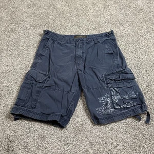 Vintage Old Navy Cargo Shorts Mens 34 Navy Blue Camo Military Surplus Baggy Y2k - Picture 1 of 7