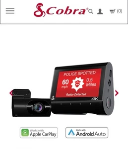 Cobra Smart Dual View Dash Cam SC 250R 4K Parking Live View Mayday 32 GB CarPlay - Picture 1 of 5