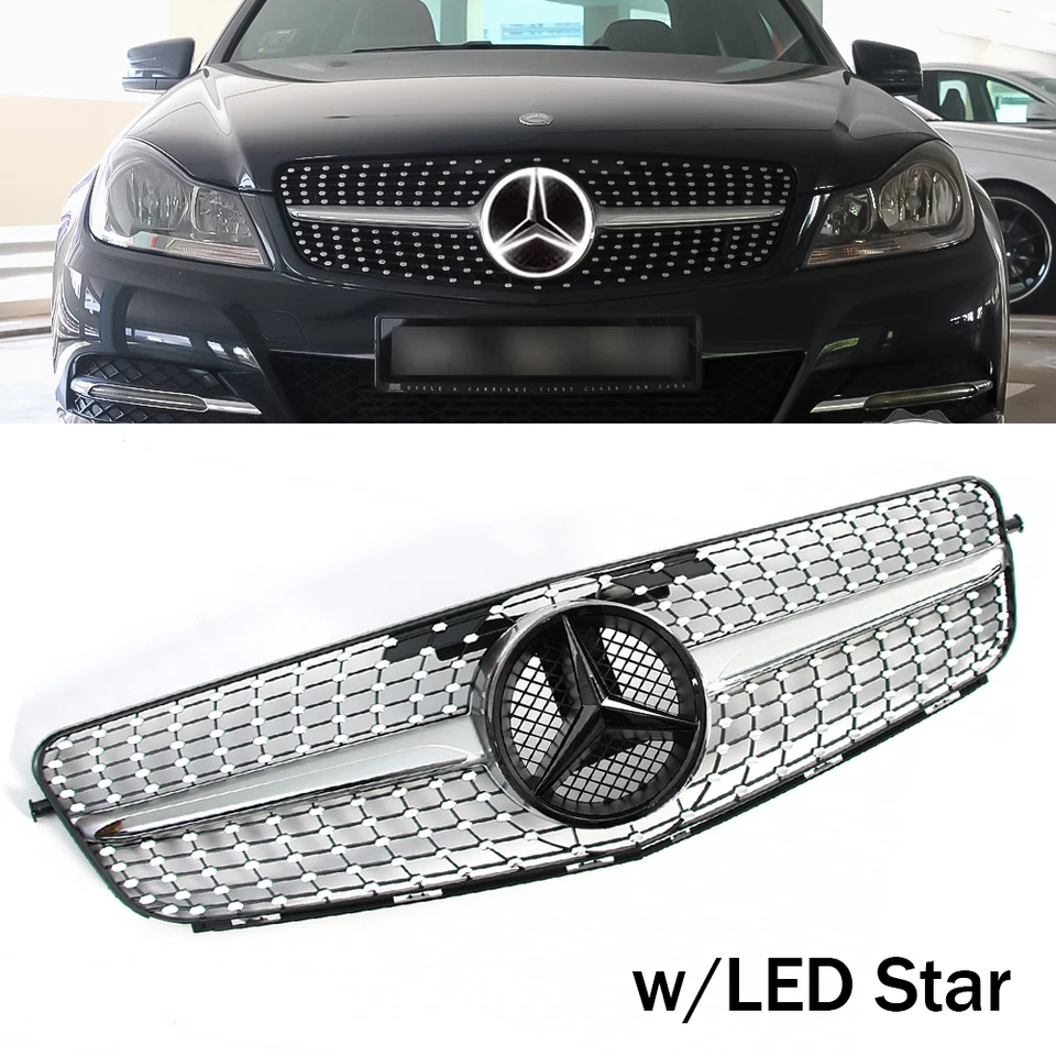 Front Bumper Grille Grill For 2008-2014 Mercedes Benz W204 C200 C250 C300 C350 - Image 1 of 4