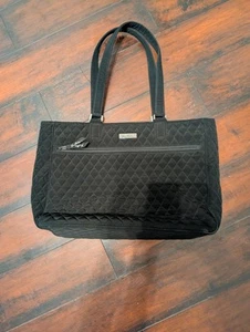 Borsa donna Vera Bradley borsetta grande nera tessuto trapuntato con tasca zip - Foto 1 di 10