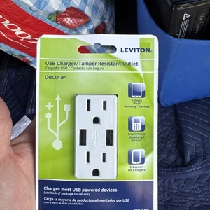 LEVITON T5632-BW 3.6A USB Type-A In Wall Charger 15A Tamper Resistant Outlet #26 - Picture 1 of 3