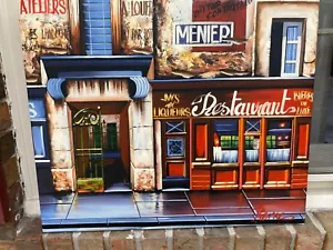 Oil Painting on Canvas-20 x 24-VIBRANT FRENCH STREET RESTAURANT-NEW - Picture 1 of 2