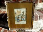 FRAMED AQUARELLE PAINTING FLOWER SELLERS BY CAMILLO GIOIA BARBERA c1860 