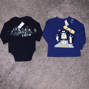 2 NEW Gap Boys Winter Long Sleeve Tops Age 18-24 Months - Picture 1 of 6