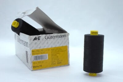 Gutermann sewing Thread Mara 70 made in Germany, 100% POLYESTER color 998 Black - Image 1 of 3