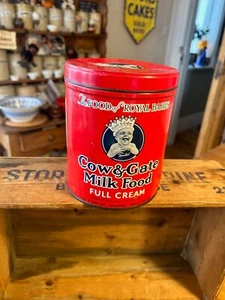Vintage Bright Red Cow & Gate Baby Milk Food Large Advertising Tin – Great! - Picture 1 of 7