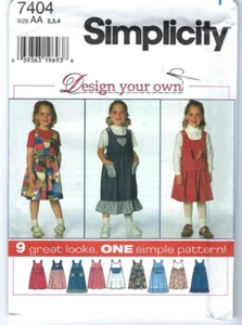 NEW Simplicity 7404 Toddler Girls Jumper Sleeveless Dress Pattern Sz 2-3-4 FF - Picture 1 of 2