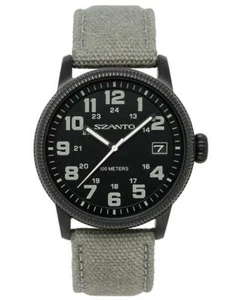 Reloj Militar Szanto Serie 1100 Esfera Negra SS Gris Textil Inspiración Vintage - Imagen 1 de 2