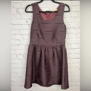 Juniors rewind dark maroon textured fit and flare sleeveless dress large - Picture 1 of 11