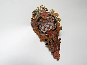 Ancienne Broche Pendentif émaillé et ajouré style Art Nouveau - émail sur laiton - Picture 1 of 5