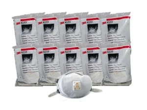 10- 3M 8233 N100 Particulate Respirator Smoke Protection Masks Exhalation Valve - Picture 1 of 4
